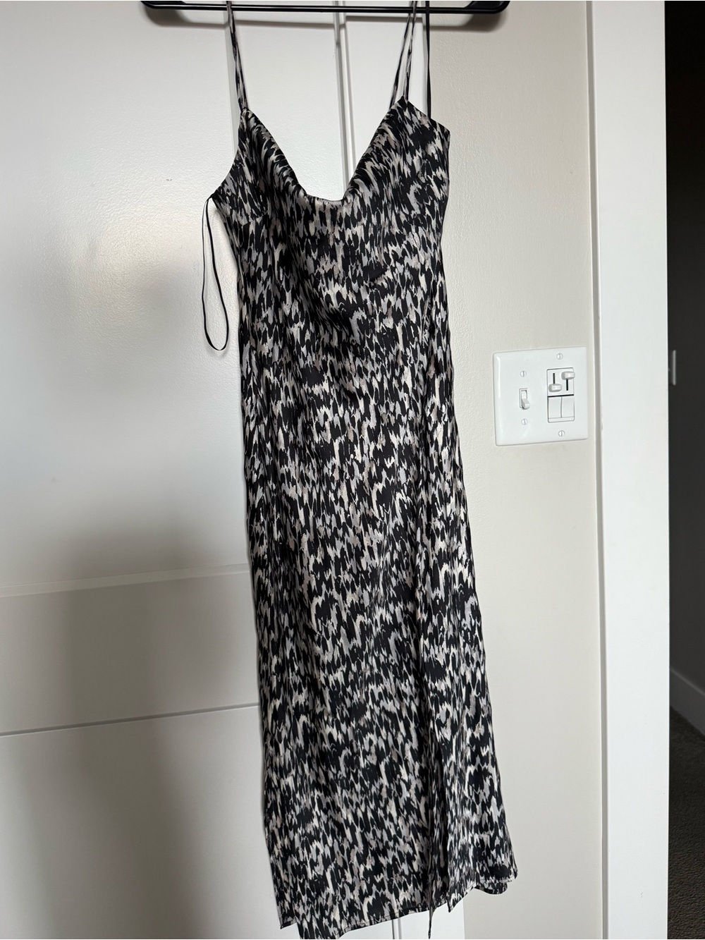 Express Black and Ivory Printed Slip Dress